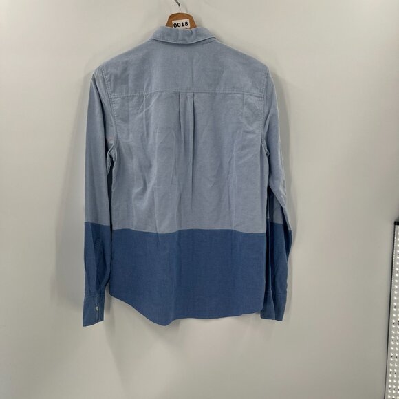 J. Crew chambray color block blue "boy" button front classic preppy shirt top 8 - Picture 7 of 8
